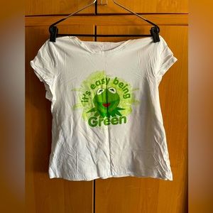 DISNEY Muppets Kermit The Frog Womens 2XL White Shirt